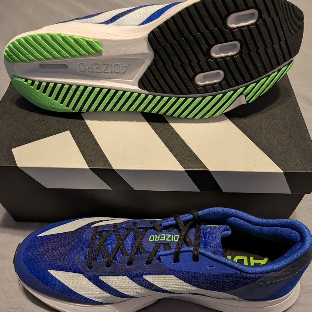 NEW Adidas Adizero SL 2 Men's Shoes - Lucid Blue/White/Lime- Size 12